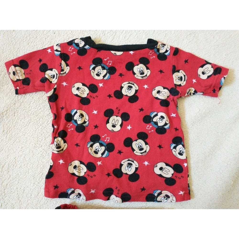 Disney Mickey Mouse Pajama Set Boy Toddler 24M Red Cotton All Over Print